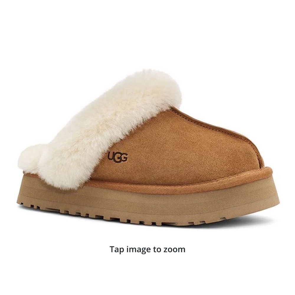 UGG Disquette Suede Fur Platform Slippers